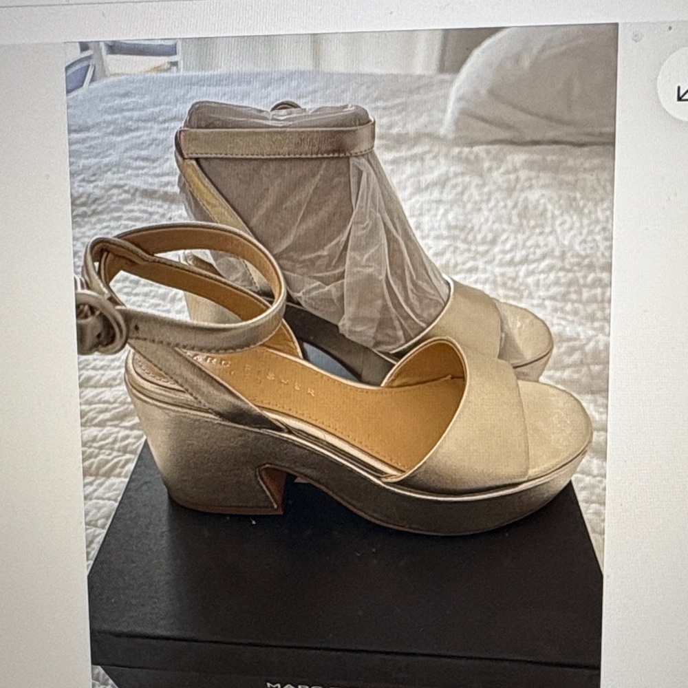 New! Marc Fisher Metallic Gold Sandals size 7 - Picture 4 of 8